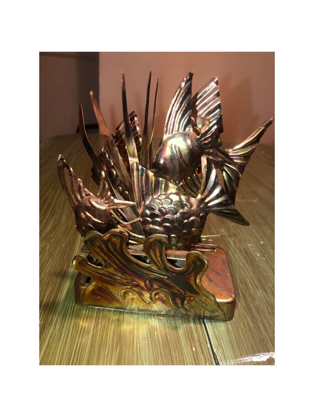 Berkeley Designs VINTAGE Metal Brass Fishes Music Box “Beyond The Sea"